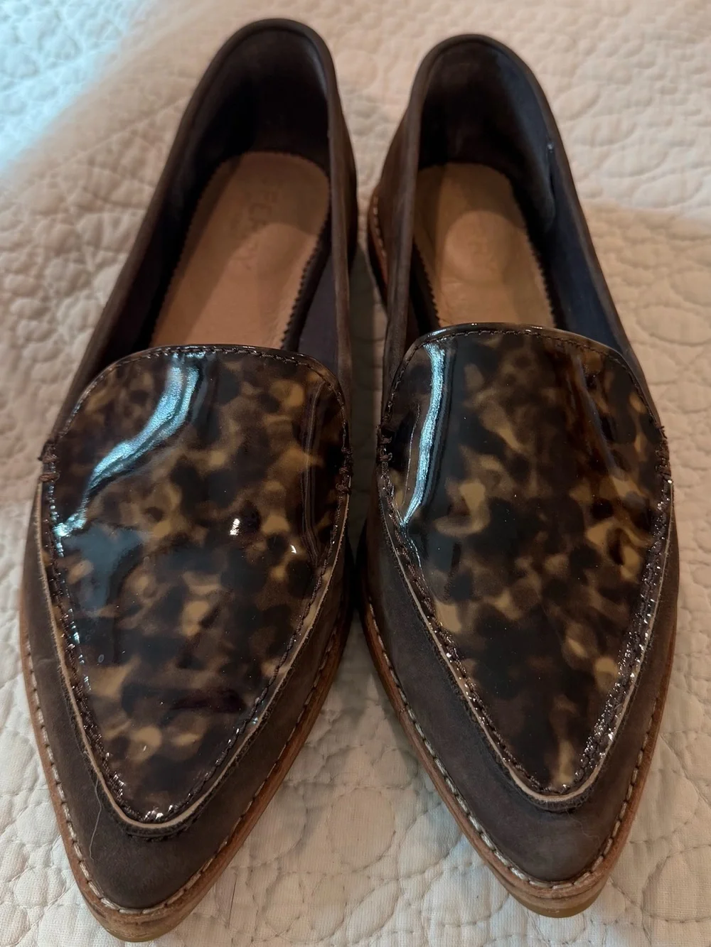 Sperry Seaport Tortoise Penny Loafers 9 Brown Patent Leather Preppy Flats